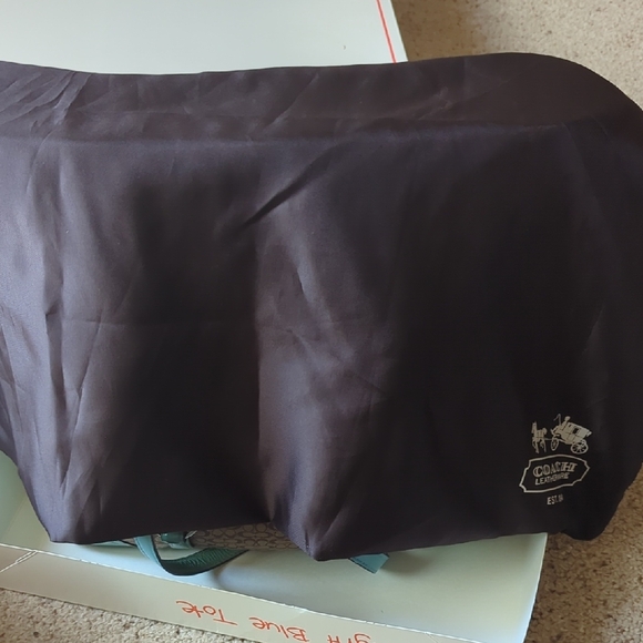 Vintage Coach Brown and Teal Signature Tote Comes With Original Box And Dust Bag - Picture 12 of 14